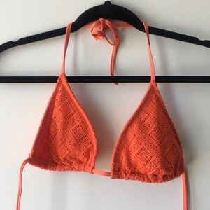 bright coral triangle bikini top